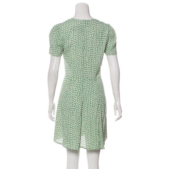 Reformation Green Floral Print V Neck Mini Dress - 6 - Picture 3 of 6